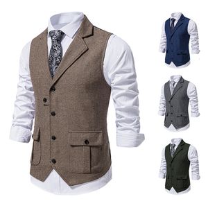 Mäns västar Brown Suit Single Breasted Designer Märke ärmlös Formell kappa Top Adult Dress Tuxedo 230317