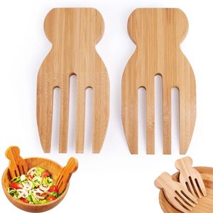 Bambusallad Hands Natural Bambu Rice Spoon Non-Stick Soup Omålad trästadsked omrörande gaffel Träredskap Tabeller