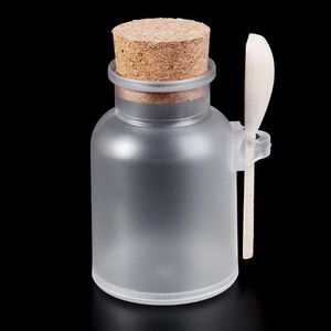 Simple Scrub Bath Salt ABS Bottle Sealed Jar Wooden Spoon Soft Cork Storage Stopper Bottle Frosted Seal Refillable Mask