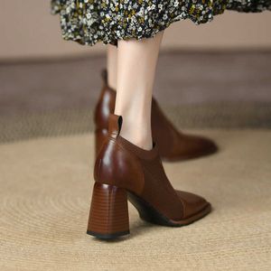 Обувь для обуви весна осень Новая 2022 толстого на высоких каблуках обувь британского стиля маленькие кожа