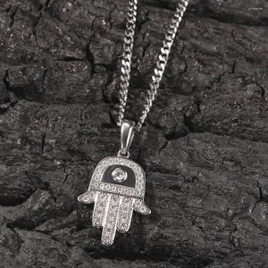 Kolye Kolyeler Göz El Buzlu Bling Bling Cendernecklace Mirco Pave Prong Ayarı Erkekler Hip Hop Takı BP049