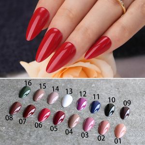 False Nails Gel Glossy Water Droplets Shiny Wedding Red Stiletto UV Almond Fake 28pcs Full Set