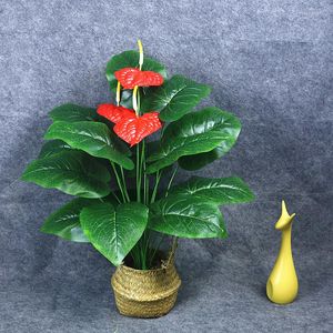 Decorative Flowers Wholesale Artificial Anthurium Plants Plastic Flower Simulation DIY Crafts Living Room House Christmas Decor Props