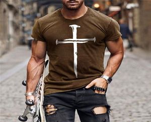 남자 티셔츠 men039s tshirts 2021 Jesus Christ Cross 3d 인쇄 Tshirt 여름 캐주얼 올무 패션 트렌드 Shortsleeved Streetwear Z0522
