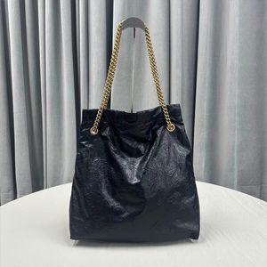 Large Crush Handbag Tote Bag Chain Shoulder Bags Drawstring Pocket Genuine Leather Large Capacity Pocket Fashion Letters Interior Zip Pocket
