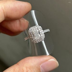 Ringos de cluster Meisidian 1 F vs1 Laboratório real HPHT CVD Diamond 18K White Pure Gold Wedding Ring