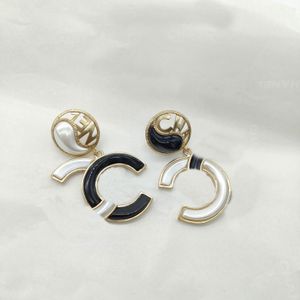 Dangle Chandelier 2023 Luxury quality Charm drop earring dangle with black and white hollow design in 18k gold plated have box stamp PS7647A