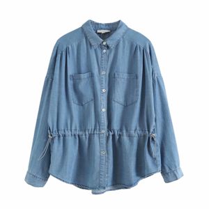 Bloups feminina camisa de jeans slim jeaist Mulheres de manga comprida Turn Down Collar Spring Jeans Chirse Shirtwear Casual Casual Blouse 230317