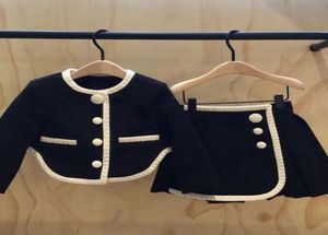 Set di abbigliamento da 2 pezzi Girls Tweed Kids Winter Autunno maniche lunghe Top e gonna Birthday Birthday Design Design Luxiparty Cloth 4682470