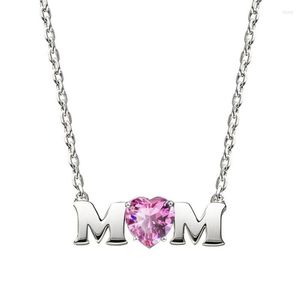 Hänge halsband hainon rosa kristallhjärta halsband födelsedagspresenter till mamma mode elegant kedja silver färg smycken smycken