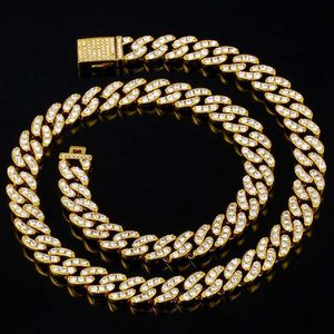 Hip Hop Hop Smyckes av högsta kvalitet 8mm Real Gold Plated Brass Hand Sätt i hela CZ Cuban Chain -halsband