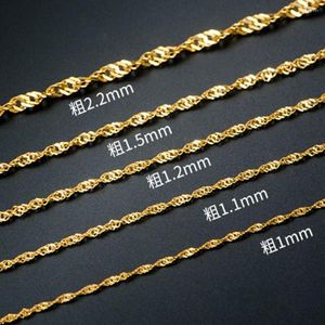 Chains Au750 Real Solid 18K Yellow Gold Woman Lucky Singapore Chain Necklace 40cm 45cm