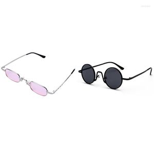 Sunglasses Round Brand Design Women Men Black & Gray Clear Square Female Pink SilverSunglasses