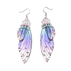 Dangle Earrings Chandelier Ins Handmade Wing Drop Vintage Fairy Simulation Foil Rhinestone for Women Fashion Bridal Jewelrydangle