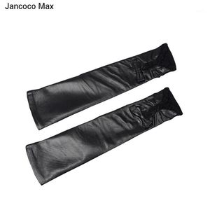 Five Fingers Gloves Jancoco Max Style Spring Summer Autumn Long Genuine Sheepskin Leather Bowknot Lace Decoration S2069