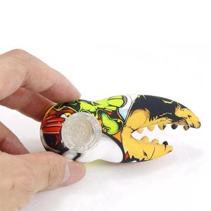Colorful Silicone Crab Forceps Claws Tongs Style Pipes Herb Tobacco Oil Rigs Glass Multihole Filter Bowl Portable Spoon Handpipes Smoking Cigarette Holder Tube DHL