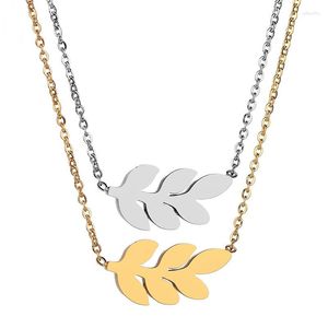 Chains Simple Jewelry Women Stainless Steel Cute Small Charm Necklace Leaf Pendant Personality Wholesale