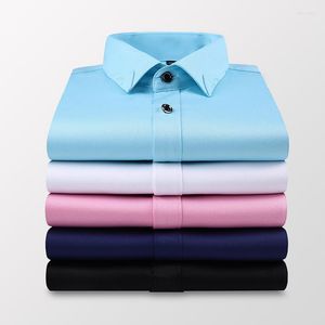 Men's Dress Shirts Pink Purple Men'S Thin Short-Sleeved Shirt Summer Dark Blue Light Business Casual Male Brand White Slim Top