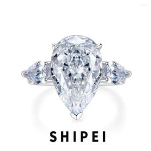 Anelli a grappolo SHIPEI Luxury Solid 925 Sterling Silver 5CT Pera Lab Sapphire Citrine Gemstone Women Ring Wedding Engagement Jewelry all'ingrosso