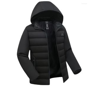 Men's Down Brand Cotton Jacket Windproof Waterproof Men's Winter Business Casual Coat Hat Detachable Long Sleeve