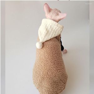 Kedi kostümleri wmxz sfenks tüysüz kıyafetler sonbahar kış Noel sihirbaz şapka kürk topu sıcak ceket kazak evcil köpek kostüm