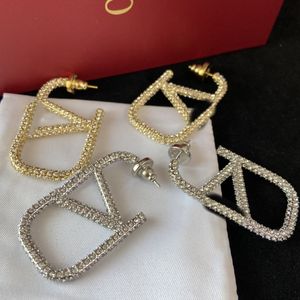 2023 Brincos Designer para mulheres Stud Luxury Gold Heart Shape Pérola Gold Double V Letter 925S Jóias de Prata Classic-Al