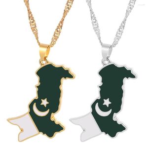 Kedjor Pakistan Flag Map Necklace Fashion National Pendant Charm Present Chain for Women Special Cute Party Collar Smycken Chic