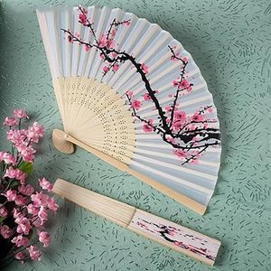 decorative Plum Blossom Bamboo Fan Vintage Silk Folding Fan Chinese Japanese Pattern Art Craft Gift Home Decoration Ornaments Dance Fans