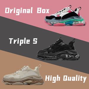 Sapatos Triple S Homens Mulheres Luxo Plataforma Sapatilhas Clear Sole Preto Branco Bege Teal Azul Criado Vermelho Rosa Treinadores Jogging Andando