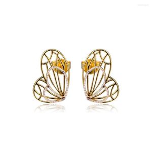 Stud Earrings Shine Openwork Butterflies Golden For Women 925 Sterling Silver Earing Brincos Earings Fashion Jewelry Brinco
