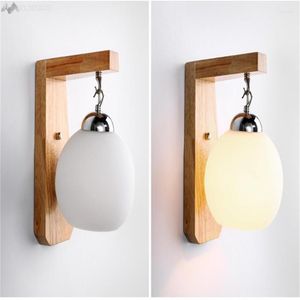 Wall Lamp Modern Simple Wooden For Restaurant Bar Bedroom Bedside Stairs Aisle Glass Night Lighting Sconces Home Decor