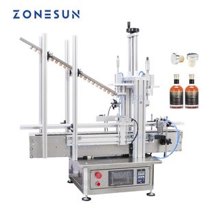 Zonesun ZS-XG1870D1 Pneumatisk automatisk träkok matning Tryckmaskin Desktop Capping Machine för glasvinflaska