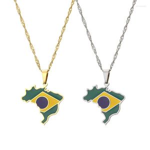 Colares pendentes que vendem óleo de goteira retro Brasil colar de mapa geométrico de personalidade de tendência de tendência de tendência de tendência de aço inoxidável