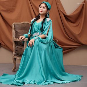 Scene Wear Elegant Muwashahat Costumes Girls Fairy Outfit Women Folklore Long Gown Court Dance Dress Pearl Decoration Satin 3st