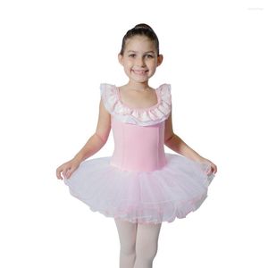 Bühnenkleidung Kinder-Ballett-Tutu-Kleid aus schwarzer und roter Baumwolle/Lycra, ärmelloser Tanztrikot für Mädchen