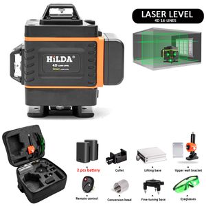 12 16 Lines 3 4D Laser Level Level Self-Leveling 360 Horizontal And Vertical Cross Super Powerful Green Laser Level with 2 Battery