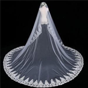 Bridal Veils 2023 Urocza biała biała kość słoniowa długą koronkową aplikację krawędź Blusher Blusher Akcesoria