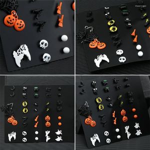 Brincos de garanhão Brincho de Halloween de Natal Mulheres Mulheres Bat Pumpkin Spider Skeleton Skeleton Ghost Cross Pinging Ear Studs Drop