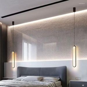 Lampy wiszące nowoczesne światło LED długie światła paska do sypialni nocna telewizor WEAKN WAKING Oświetlenie