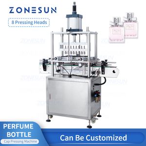 ZONESUN ZS-YG10 Automatische Verschließmaschine für Parfümflaschen, 8 Köpfe, Pressdeckelglas mit Förderband, Verpackungsproduktionslinie