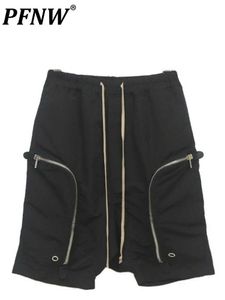 Mäns shorts pfnw shorts man zip fickor skarv high street streetwear elastic midja solid hip hop stil lösa problem mäns 12a1130 g230316