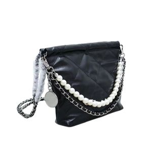 Fashion C Crossbody Bag Luxus Frauen Müllsack Metall Pearl Doppelkette Diamond Cheper Großkapazität Echtes Leder Vintage Abzeichen Metall Logo Designertasche