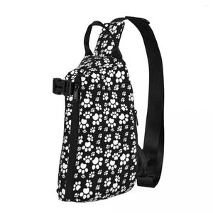 Zaino Cute Dog Paws Borse a tracolla Borsa da petto casual in bianco e nero Uomo Trekking Running Sling School Print Crossbody