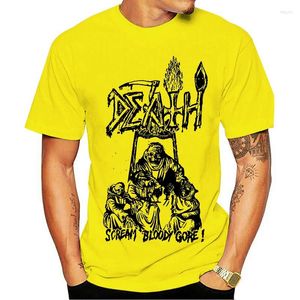 Camisetas masculinas DEATH Scream Bloody Line Art Camisa branca Chuck Schuldiner Obituary Metal Adulto Algodão Camisetas Venda Roupas