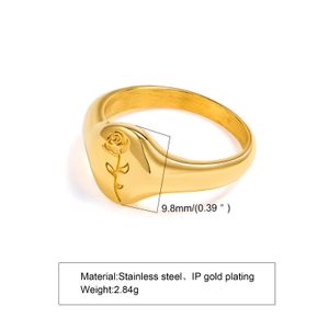 Bandringar Pinky Ring Signet Ring Men Kvinnor Ring rostfritt stål Floral Signet Rings CZ North Star Celestial Ring G230317