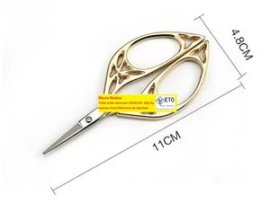 빈티지 골드 가위 중공 디자인 바느질 자수 자수 금속 재단사 가위 스레드 트리머