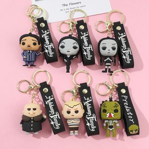 Cartoon Addams Familie 3D Silicon Anhänger Schmuck Schlüsselkette Rucksack Ornament Car Key Ring Geschenke