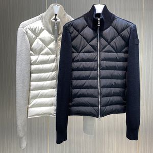 Herren gestrickte Paneele Puffer Down Winter Jacke Designer schwarzer leichter Herrenjacke Frühling Herbst Außenbekleidung Schichten