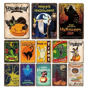 Happy Halloween Scary Ghost Festival Metal Painting Poster Vintage Metal Tin Plate Plate Home Cozinha Bar Sinais de parede Placas Decoração 30x20cm W03