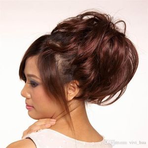 Synthetic Short Bun Wig Comb Clip Hair Pieces Available in 8 Colors with Plastic Clip on Hairpi xt0403213